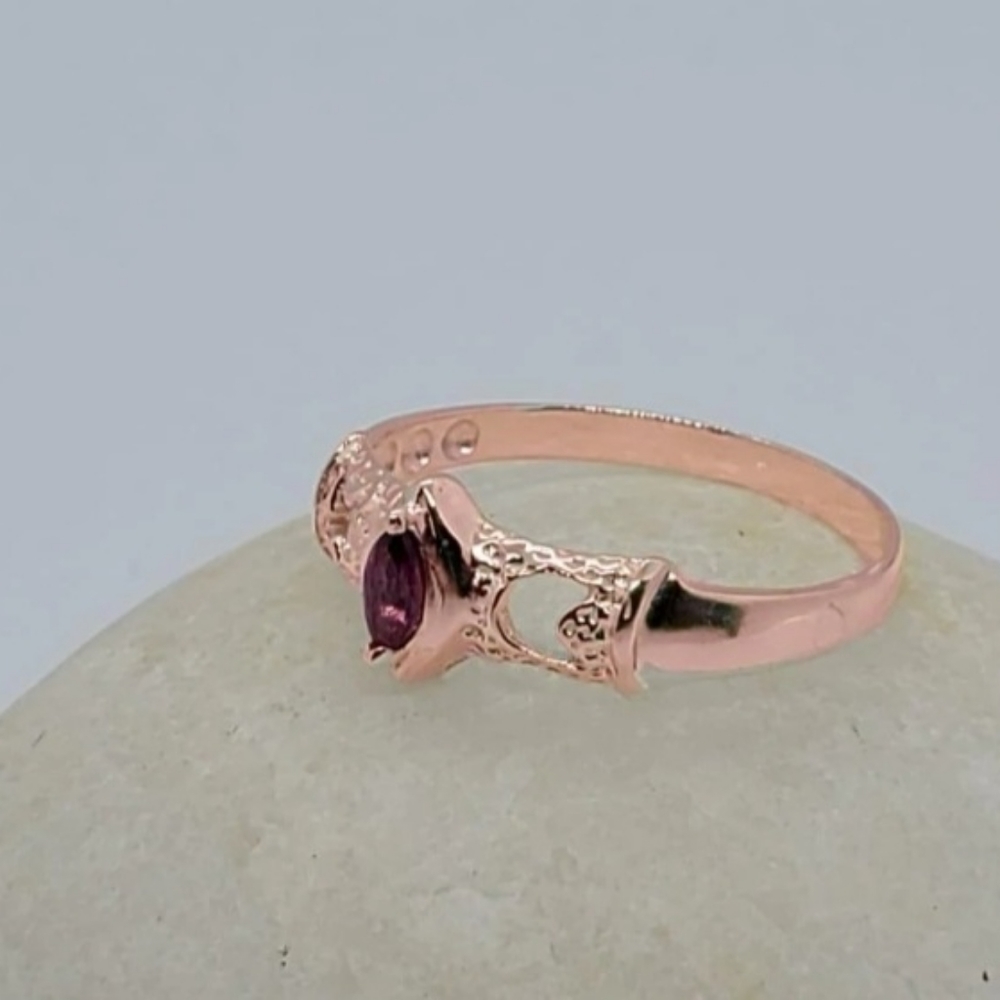 14k Rose Gold Ring With Ruby Stone, Shapes Of The… - image 2